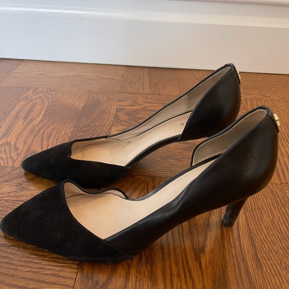 Cole Haan Leather & Suede Pumps, Black, Size 8.5